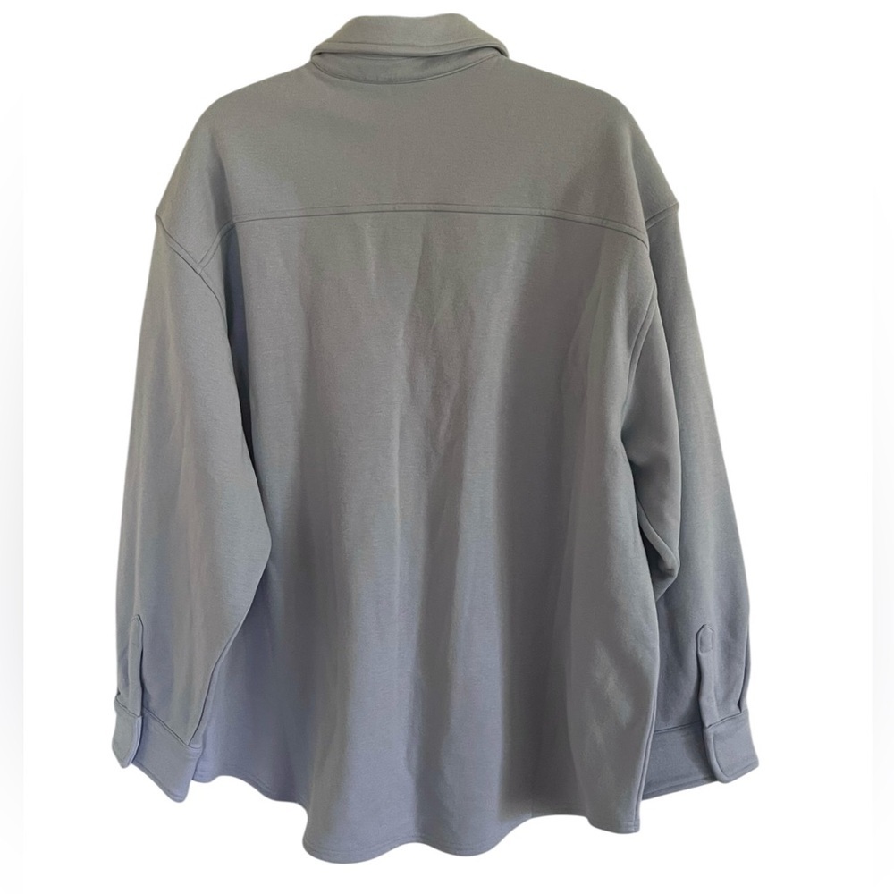 SKims Light Blue Cotton Fleece Zip Up Shirt Jacket in Periwinkle NWT Large - Picture 3 of 8